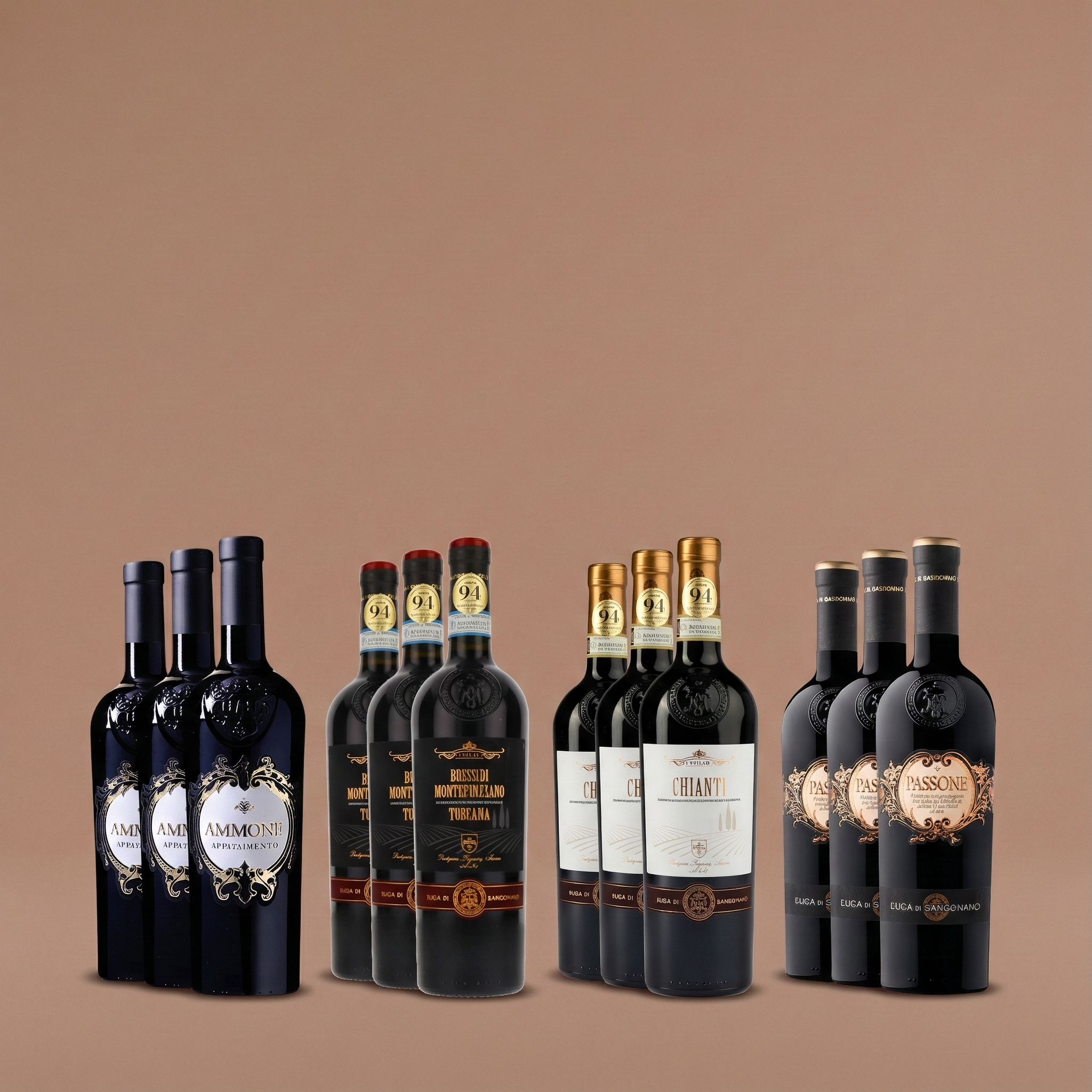Blandlåda, Toscanas elegans & Appassimentos kraft 12 flaskor